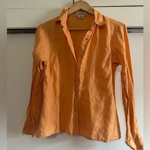 Micheal Kors Orange Button Up Top Size S